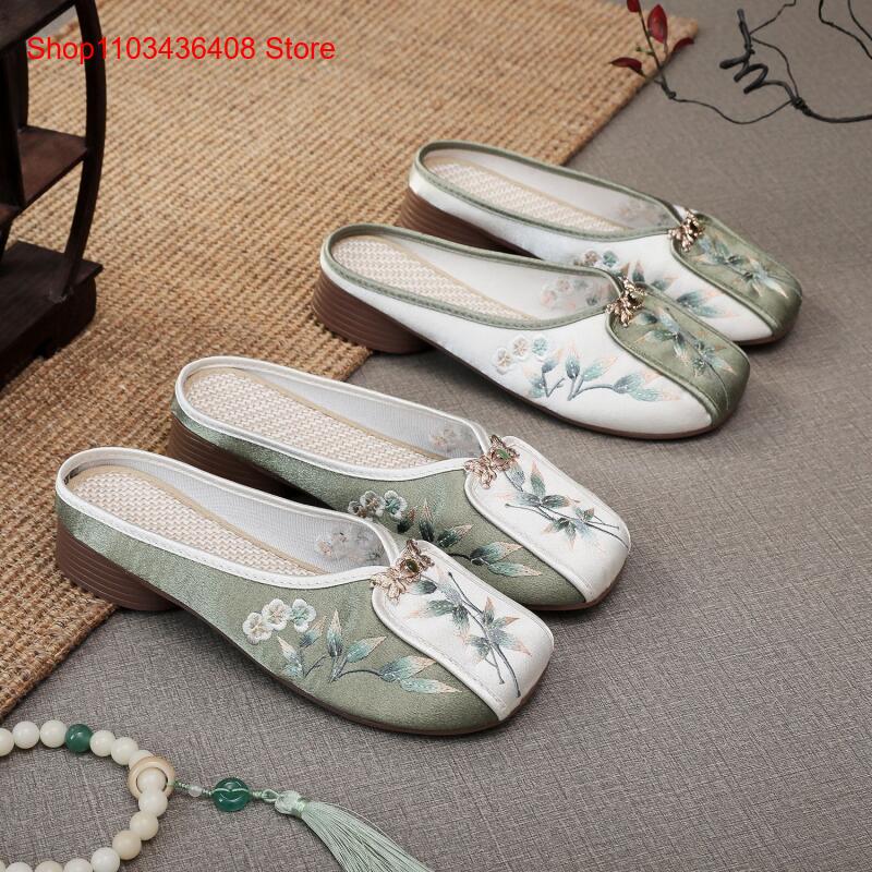 Ethnic Fashion Style - Novos Chinelos Bordados para Casa, Sapatos