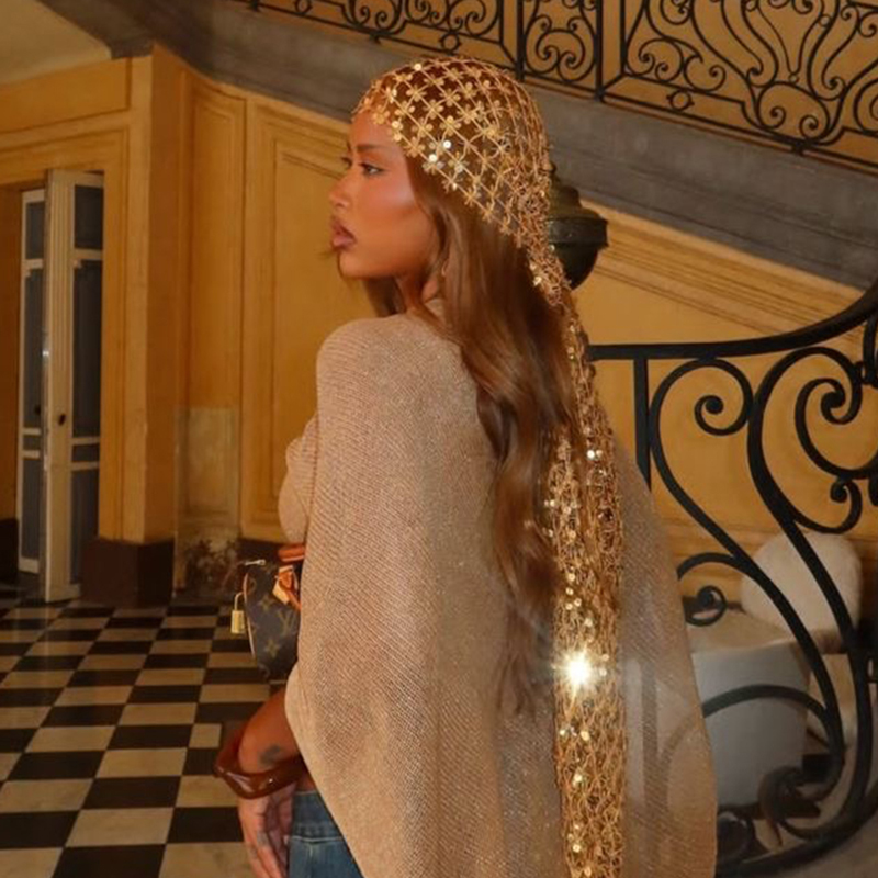 Ethnic Fashion Collection - Lenço de Cabeça Boho com Lantejoulas
