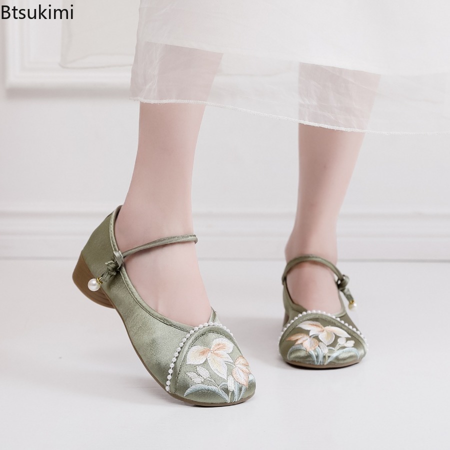 Ethnic Fashion Style - Sapatos Femininos de Salto Baixo Estilo