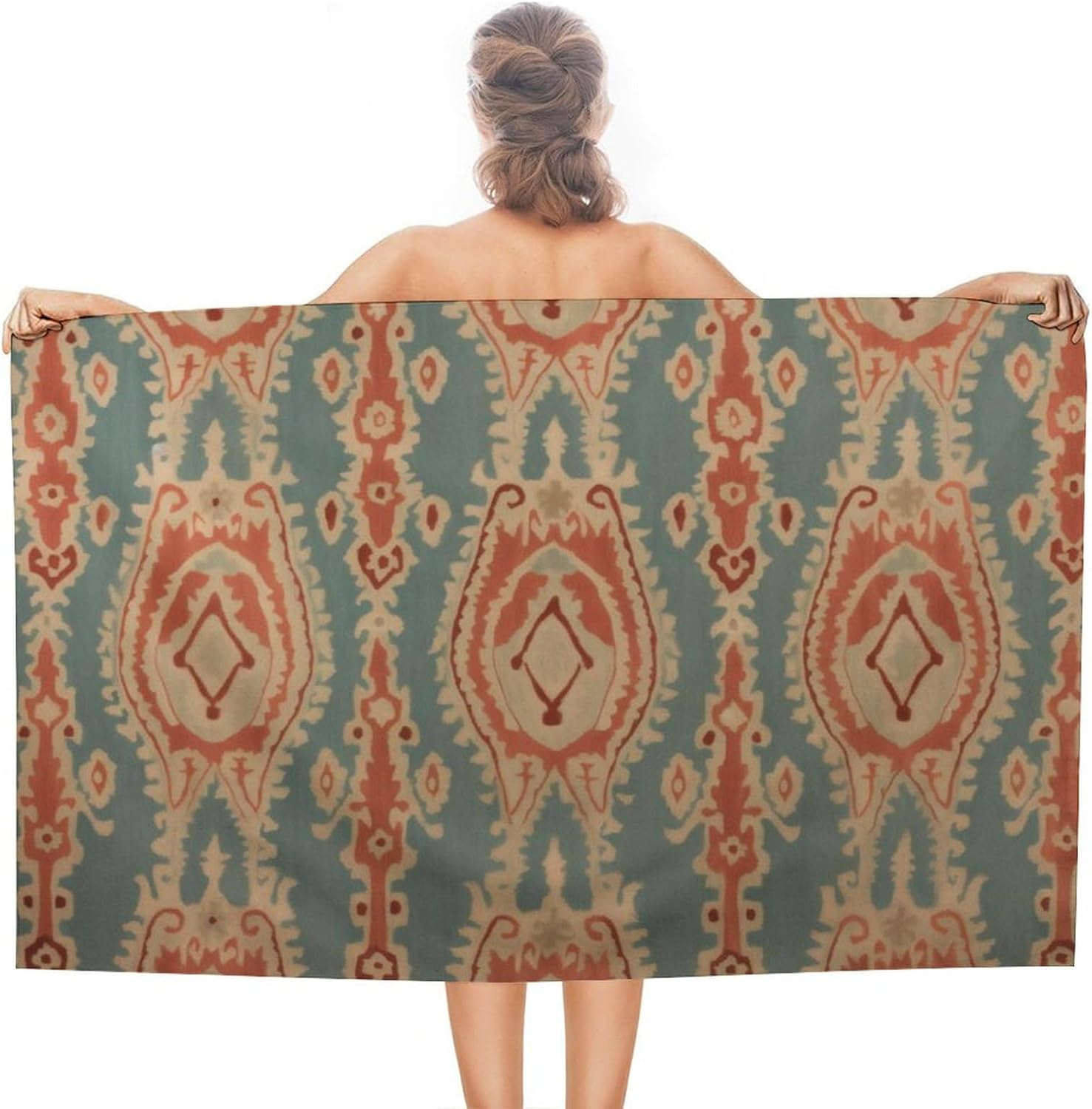 Ikat Woven Fabric - Toalhas de Praia com Estampa de