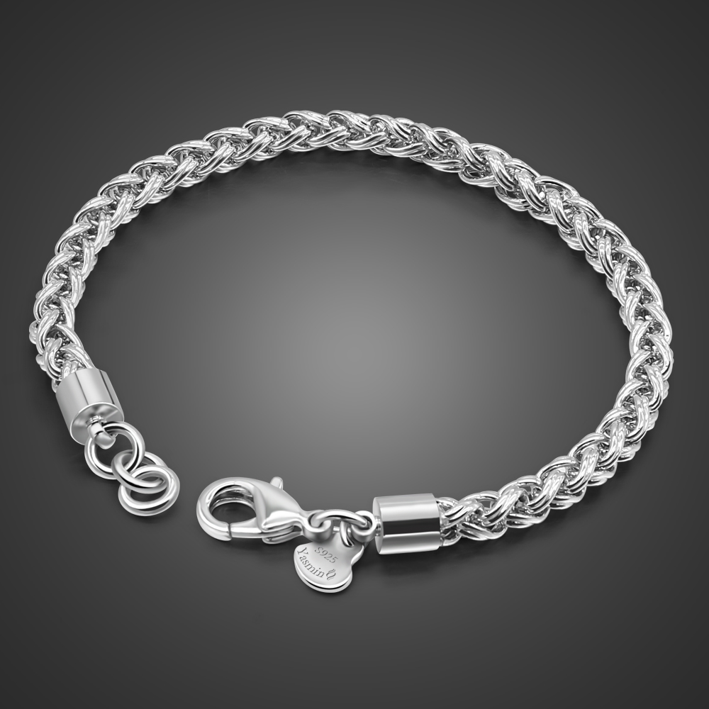 Ethnic Wear In Fashion - Pulseira masculina sólida de prata esterlina