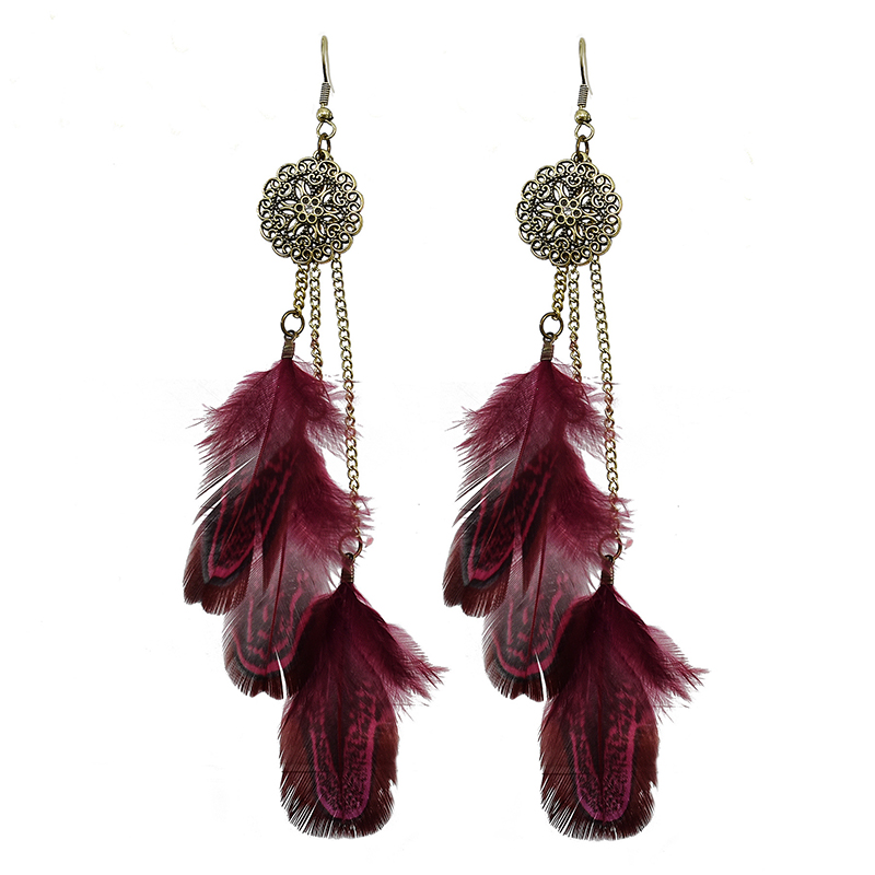 Brincos de penas boêmias para  - Ethnic Indian Fashion avaliação e preço