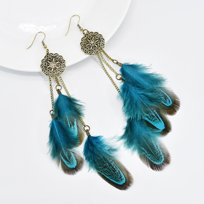 Brincos de penas boêmias para  - Ethnic Indian Fashion avaliação e preço